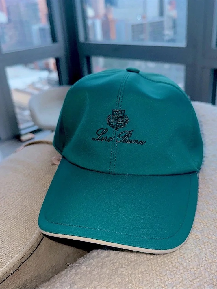 Loro Piana Teal Baseball Cap With Black Embroidery
